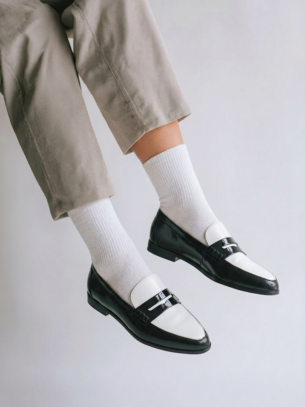 NWOT Michael Kors Black and White Loafers Timeless Elegance